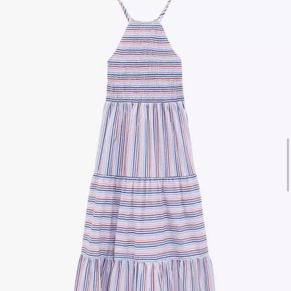 Ella Striped Smocked Strappy Open Back Tiered Maxi Dress - Picture 4 of 8